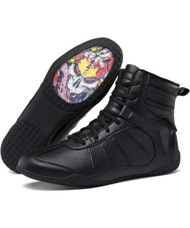 Durable Non-Slip Boxing Wrestling Shoes | High Traction Combat Sneakers - Black - Buy Online on GoSupps.com