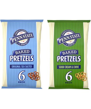 Multipack Pretzel Bundle Consisting of Penn State Sea Salted Pretzels 6 x 22g and Pretzels Sour Cream & Chive 6 x 22g (2 Pack) - Buy Online on GoSupps.com