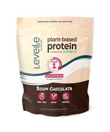 Boom Chocolata Plant-Based Protein Powder - Phase 1: Follicular | Pea & Pumpkin Protein | Iron, Fiber & Vegan Lactoferrin | No Artificial Sweeteners Phase 1: Follicular 1.54 Pound (Pack of 1)