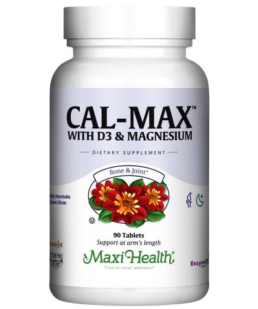 Maxi Health Cal-Max Calcium Citrate with Vitamin D3 and Magnesium for Healthy Bone Muscle and Joints 1000mg Calcium 750mg Magnesium and 400IU D3 Immune Support for Adults 90 Tablets 90.0 Servings (Pack of 1)