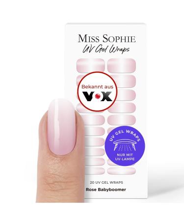 Original Miss Sophie UV Gel Nail Foils Rose Babyboomer UV I 20 UV Gel Nail Polish Strips with Color Gradient I For Finger & Toenails