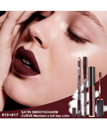 Matte Dark Red Lip Liner and Lipstick Set | Waterproof 24H Liquid Lipstick | Long Lasting Makeup Kit with Lip Liner | (05) kit05 - Buy Online on GoSupps.com