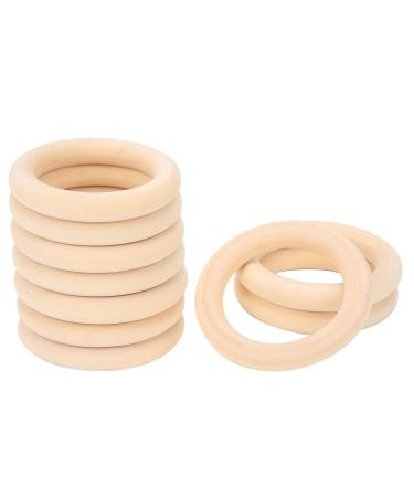 WOOXGEHM 10 Baby bite rings unfinished wood bite ring toys round DIY craft bracelet jewelry production toys for exploring the mouth (65mm)