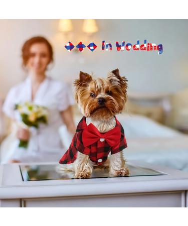 GINDOOR 2 Pack Plaid Dog Shirt with Bow Tie Combo for Small, Medium, Large Dogs and Cats - Cute Boy Dog Clothes for Birthday Party and Holiday Photos - Buy Online on GoSupps.com