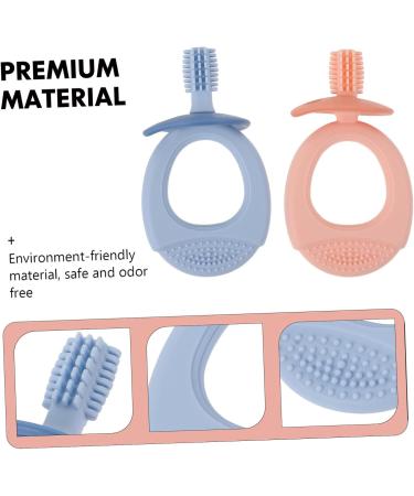 Frcolor Silicone Toddler Toothbrush Set - 2 Pack Kids Oral Care - Safe & Soft Silicone Dental Toys for Children - Buy Online on GoSupps.com