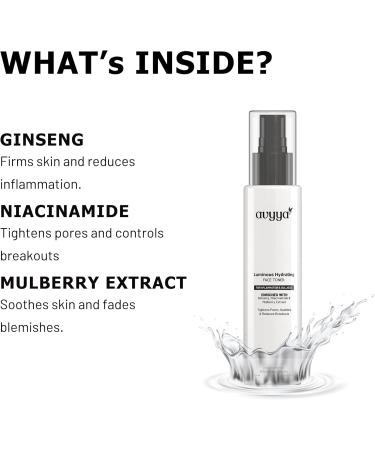 Avyya Luminous Hydrating Face Toner with Ginseng Niacinamide and Mulberry for Dull Skin Pore Tightening Acne Control Brightening | for All Skin Types Men & Women - 3.38 fl oz - Buy Online on GoSupps.com