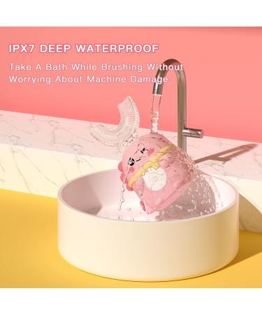 JIANLEJIA Kids Electric Toothbrush | U Shaped Toddler Sonic Toothbrush | Dinosaur Design | 5 Brush Heads | Ages 2-12 | 360 Full Mouth Cleaning | Automatic | Pink - Buy Online on GoSupps.com