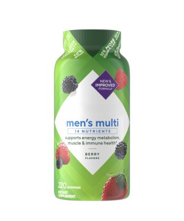 Men's Gummy Vitamin Fusion's Multi Berry Flavored Gummy Vitamins 220 Count 16 Nutrients for Energy Metabolism Bone & Immune Health Support 110 Days Supplies
