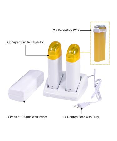 Double Wax Heating Roll On Waxing Device - WaxPatron Depilation Set with 100PCS Depilatory Paper for Men & Women | International Shipping Available - Buy Online on GoSupps.com