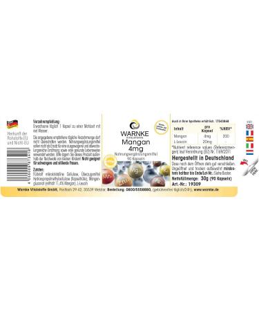 Manganese 4 mg - Vegetarian - Maganese Gluconate | Warnke Vitalstoffe - Buy Online on GoSupps.com