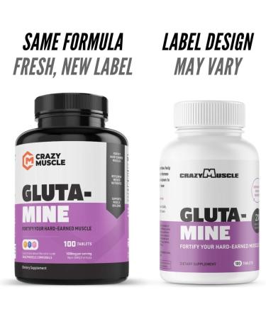 Crazy Muscle Keto Friendly L Glutamine Capsules 1000mg - Post Workout Supplement for Recovery, Muscle Soreness, Strength Gains, and Gut Health - 100 Pills - Buy Online on GoSupps.com