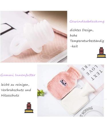 Fluffy Pink Hot Water Bottle with Cover - Eco-Friendly 0.5L Mini Heat Bottle for Children & Adults - Buy Online on GoSupps.com