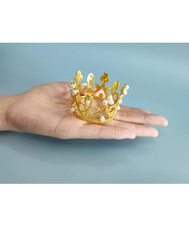 4 Pieces Crown Cake Topper Mini Tiara Birthday Cake Topper Gold Crystal Pearl Wedding Cake Crown Topper for Birthday Party Wedding Cake Decoration - Buy Online on GoSupps.com