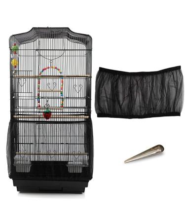 ZAP Large Size Universal Bird Cage Guard Net Cover Seed Catcher with 1pcs of Feeding Spoon,Nylon Mesh Soft Airy Bird Cage Net Skirt for Round Square