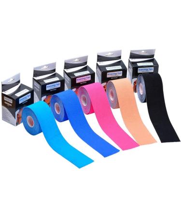 Kinesiology Tape Athletic Tape Sport Tape Lychee Supports & Protects Muscles Waterproof and Latex Free Breathable Elastic for Sport Activity (5 Rolls 5 Colors)