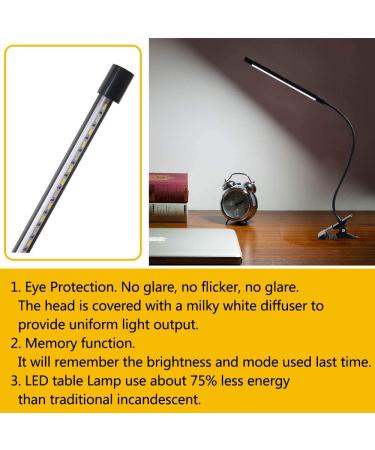 LED Dimmable Clamping Lamp - 3 Modes 10 Brightness Levels USB Powered Flexible Swan Neck - Perfect for Bedroom & Office (7W Black) - Buy Online on GoSupps.com