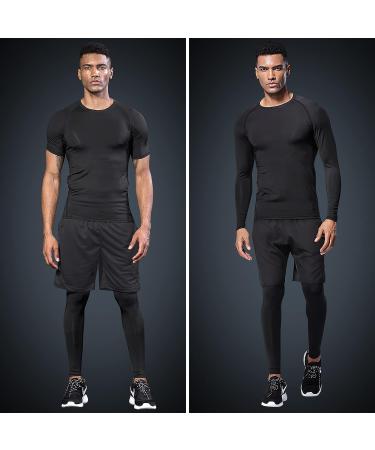 JULY'S SONG Men Compression Workout Set - 5 PCS Dry Quick Clothing for Gym, Black, Large - Buy Online on GoSupps.com