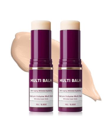 rooroopet 2 Pcs Calcium Multi Balm Calcium Volume Multi Balm Korean Collagen Moisturing Stick Wrinkle Core Stick Anti-aging Hydrating Firming Skin Suitable for Eyes Neck Face