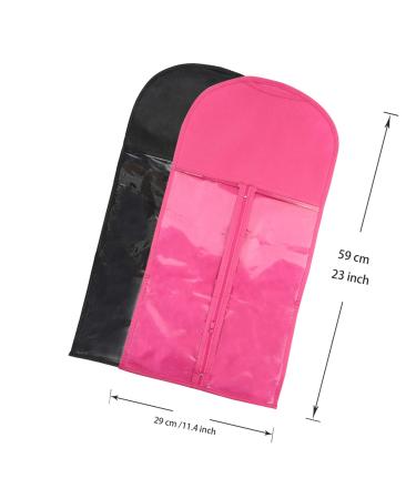 2-Piece Wig Storage Bags with Wooden Hangers - Portable Dustproof Hair Extensions Storage (Black & Pink) - Buy Online on GoSupps.com