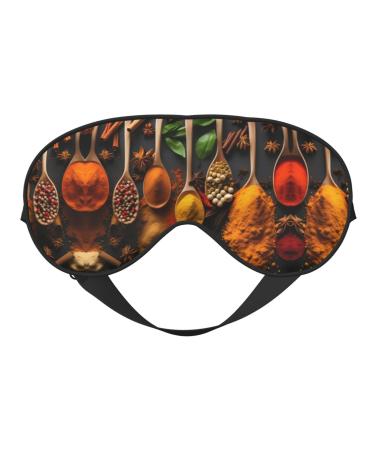 Spices Print Unisex Sleep Mask Double-Sided Eye Mask Ideal for Sound Sleep and Skin Care