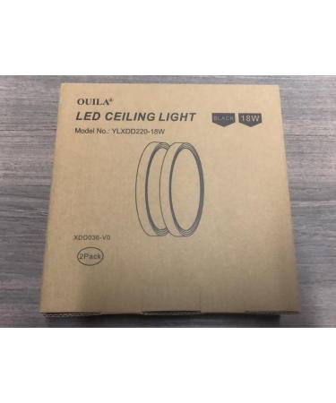 Modern Black LED Ceiling Lamp - 18W Cold White Light for Bathroom Kitchen & Living Room (2-Pack) - Buy Online on GoSupps.com
