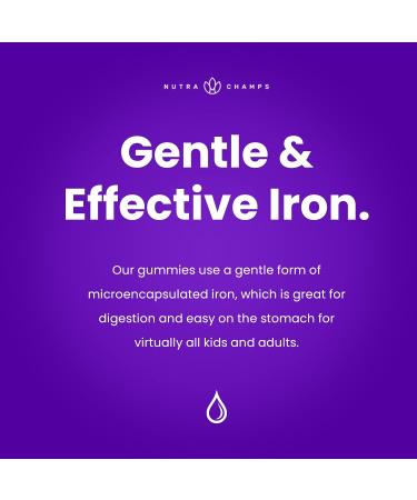 NutraChamps Iron Gummies with Vitamin C 20mg Iron Gummies for All Blood Cell Formation Support Vegan Iron Gummy for Iron Deficiency & Anemia Energy Focus Immune Boost 60 Gummies - Buy Online on GoSupps.com
