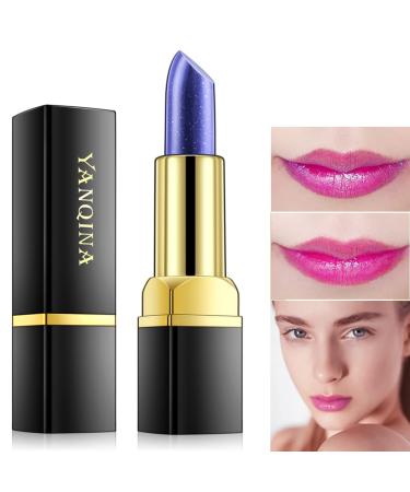 MEICOLY Blue Shimmer Lipstick Color Changing Lipstick  Labiales Magicos Lazy Magic Temperature Long Lasting Nutritious Lip Balm(Blue changed into Purple after wipe will change into Pink) Lips Moisturizer For Women  Blue
