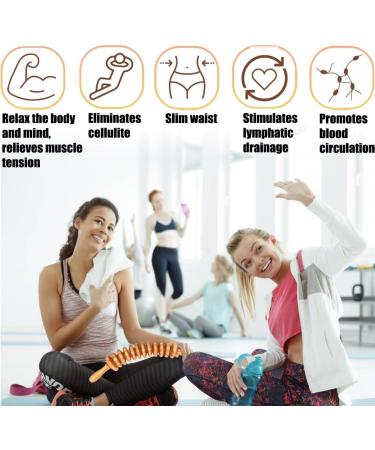 Premium Wood Fascia Roller & Massage Tools | Coffee Massage Roller Gold-Daums Rings for Relaxation & GUA SHA - Perfect Gift for Muscle Recovery - Buy Online on GoSupps.com