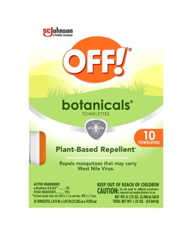 OFF! Botanicals Insect Repellent Wipes Plant-Based Mosquito Repellent 10 Count Individually Wrapped Wipes