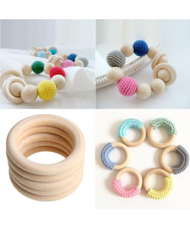 Maxtonser 5pcs 70mm Baby Wooden Teething Rings - Natural DIY Jewelry Crafts Necklace & Bracelet - Buy Online on GoSupps.com