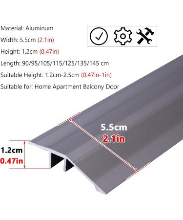 Buy Floor Transition Strip for Walkers - Gray Aluminum Reducer Ramp for Doorways - Non-Slip Edge Trim - 0.9 to 1.45m Long - Perfect for Easy Access - Buy Online on GoSupps.com