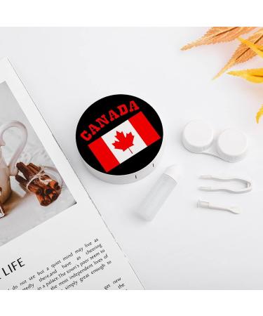 Canada Mapple Leaf Round Case For Contact Lens Kit Storage Box with Mirror Printed - Buy Online on GoSupps.com