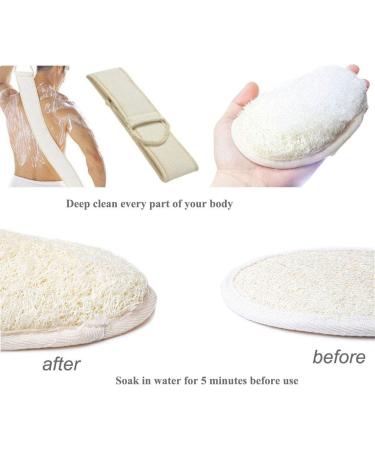 4 PCS Exfoliating Loofah Back Scrubber Set - Natural Luffa Bath Sponge for Shower, Body and Face Wash - Men and Women - Buy Online on GoSupps.com