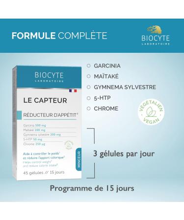 BIOCYTE The Sensor - Slimming Weight Control Reduces Appetite and Caloric Intake - Garnicia Maike Gymnema Sylvestre Chromium - 45 Capsules - Vegan - 15 Day Program - Buy Online on GoSupps.com