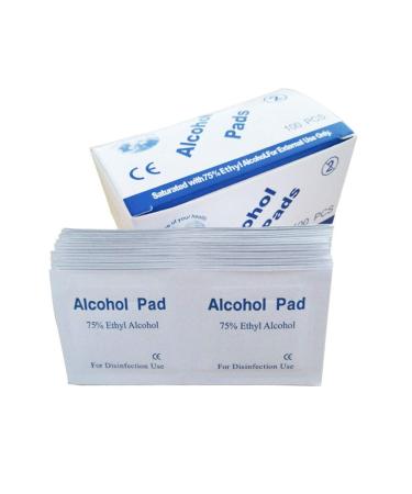 100PCS Disposable Alcohol Prep Pads Skin Cleansing Wipes Saturated with 75% Ethanol Alcohol Extemal Use Medical Alcohol for Home or Outdoor