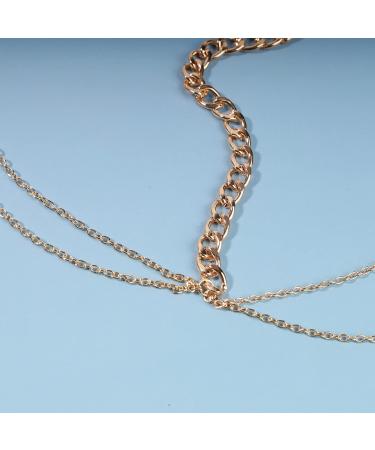 Inilbran Boho Layered Head Chain Gold Cuban Chain Headpieces Headband Punk Chunk Link Chain Heairchain Vintage Hair Prom Costume Festival Hair Accessories Jewelry for Women and Girls - Buy Online on GoSupps.com