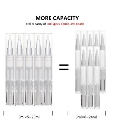 UPZIGS 5ml Transparent Twist Pen - Cuticle Oil Applicator, Nail & Eyelash Growth, Lip Gloss Container - 5 Pack - Buy Online on GoSupps.com