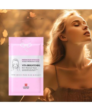 Leaders Insolution VITA Brightening Skin Renewal Mask - Vitamin C & Niacinamide for Dark Spots | Natural Cotton Sheet | Luminous Glow (5 Sheets - Buy Online on GoSupps.com