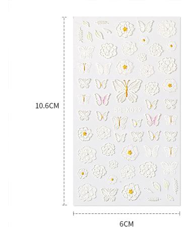 Ncana 3 Sheet 5D Rose Nail Art Sticker Decals - Self-Adhesive Exquisite Embossed Nail Art Supplies - Black White Butterfly Wings and Rose Flower - 3pcs - Buy Online on GoSupps.com