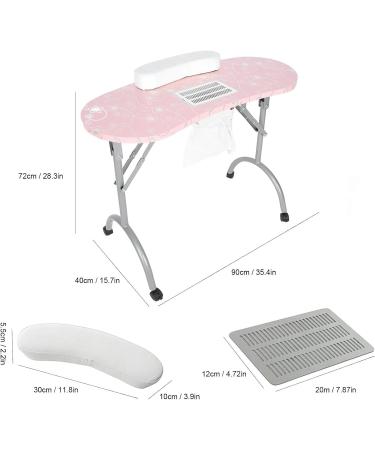 BYERZ BYERZ Pink Folding Manicure Table Professional Nail Art Station with Dust Collector and Hand Pillow - Buy Online on GoSupps.com