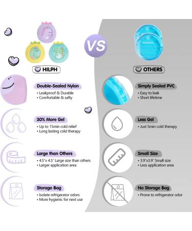 Hilph Cool Pads for Kids - 3 Pack Cooling Pillows with Soft Fabric Shell | Ideal for Toothache Relief & Swelling | Versatile Cold & Warm Compress - Buy Online on GoSupps.com