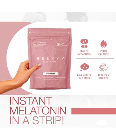 REEVYV Fast-Acting Melatonin Sleep Strips 5mg Melatonin Strips Chamomile Extract Vitamin B6 5X Faster Absorption Zero Sugar Gluten-Free Non-GMO Sleep Aids for Adults - Buy Online on GoSupps.com