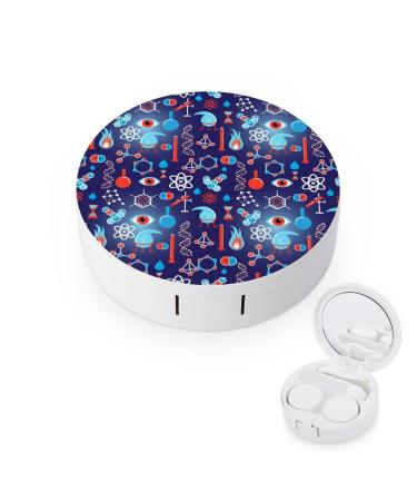 Beautiful Graphic Chemical Round Case For Contact Lens Kit Storage Box with Mirror Printed