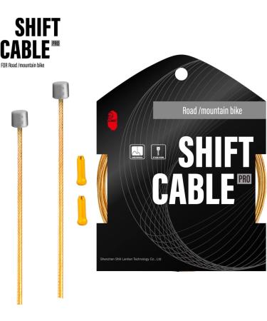 Chooee Bicycle PRO Shift Cable - Ultra Slick Derailleur Cable for Shimano/SRAM Shifter - Gold - 2x2500mm - Buy Online on GoSupps.com