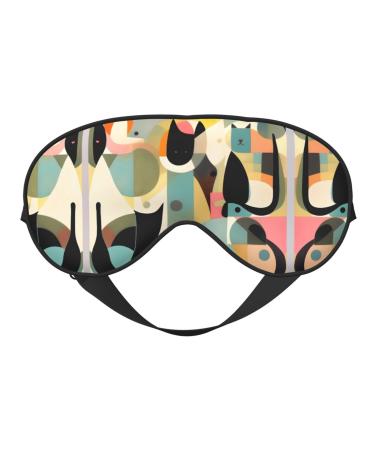 Mid-Century Modern Art Cat Eye mask Soft Elastic and Adjustable Nighttime Comfort Sleeping mask Suitable for Both Men and Women