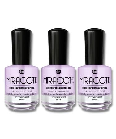 duri Miracote Quick Dry Through Top Coat for Miracle High Gloss Nail Polish Finish, Chip Resistant, Long Wear, Quick Drying, None Yellowing (Pack of 3) MIRACOTE TOP COAT - 3 PACK