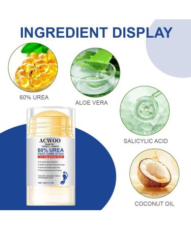 ACWOO 2pc Moisturizing and antichapped foot cream urea foot cream 60 + 2 salicylic acid foot cream for very dry feet heel balm relieves itching in dry cracked feet heels and elbows 40 g - Buy Online on GoSupps.com