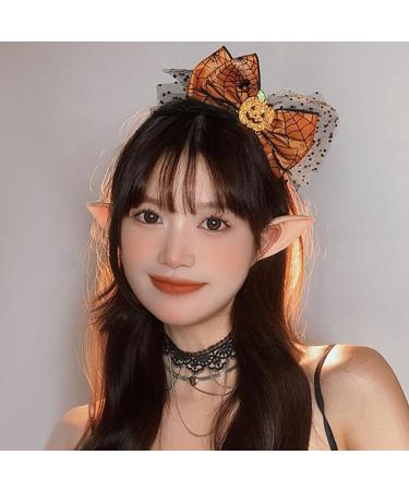 minkissy Pumpkin Headband Fascinator Bow Knot Headpiece with Mesh Decor Halloween Pumpkin Headband Halloween Cosplay Party Favors for Women Girls - Buy Online on GoSupps.com