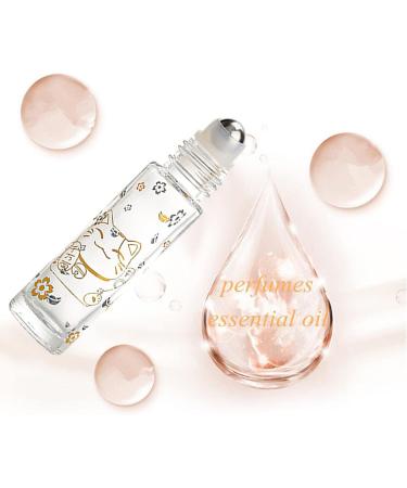 Alledomain 10Pcs 10ml Essential Oils Roller Bottles Clear Glass Roll on Bottles with Lucky Cat Pattern & Stainless Steel Roller & Silver Cap for Aromatherapy - Include Label Dropper & Opener - Buy Online on GoSupps.com