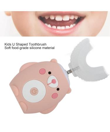 Kids U-Shaped Electric Toothbrush - Cute Cartoon Bear Design IPX7 Waterproof Automatic Tooth Whitening Oral Care (Pink) - Buy Online on GoSupps.com